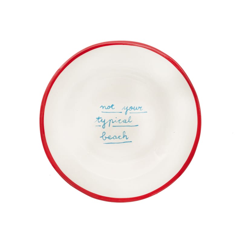 Tableware - Plates - Not your typical beach Dessert plate ceramic red / Ø 20 cm - Hand-painted - LAETITIA ROUGET - Typical beach / Red - Sandstone