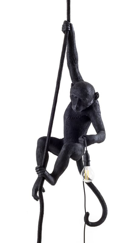 Lighting - Pendant Lighting - Monkey Hanging Pendant - Outdoor / H 80 cm by Seletti - Black - Resin