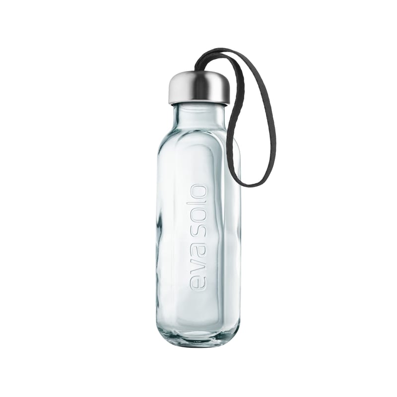 Product selections - Design Good Deals - Recycled Flask glass transparent / 0.5 L - Recycled glass - Eva Solo - Transparent / Black cord - Nylon, Recycled glass, Silicone, Steel