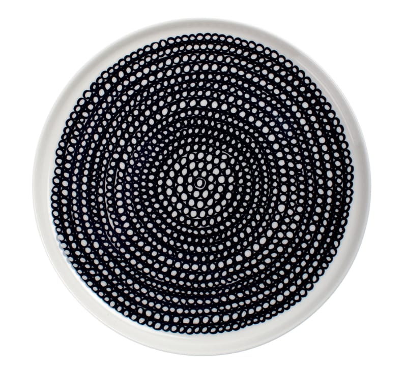 Tableware - Plates - Siirtolapuutarha Dessert plate ceramic black Round Ø 20 cm - Marimekko - Siirtolapuutarha - White & black - Ø 20 cm - Enamelled china