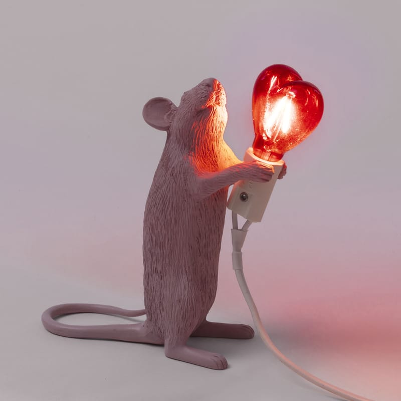 Lampada da tavolo Mouse Sitting #2 di Seletti - rosa