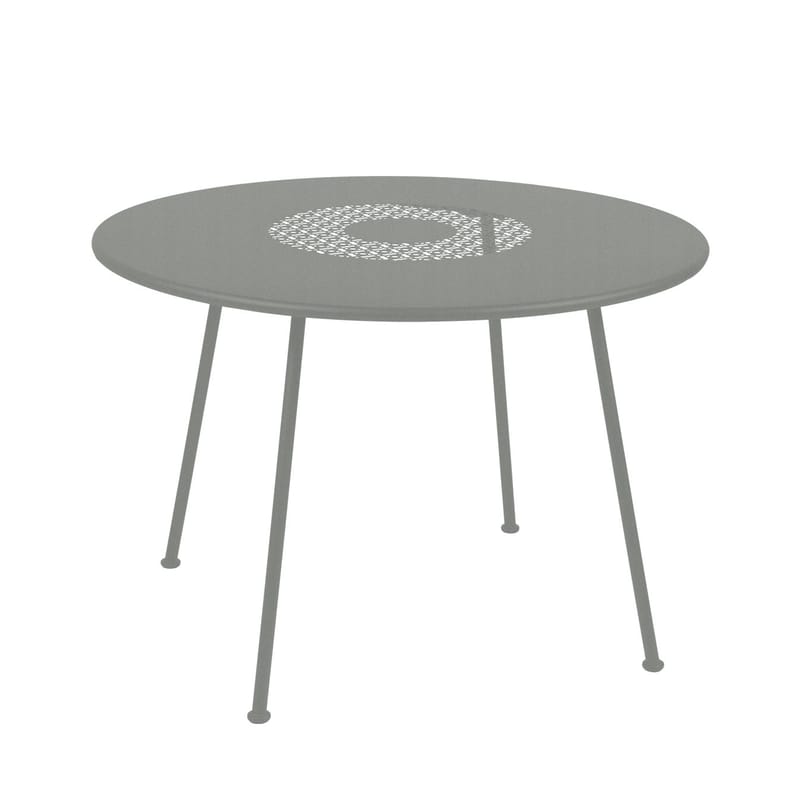 Outdoor - Garden Tables - Lorette Round table metal grey / Ø 110 cm - Perforated metal - Fermob - Lapilli grey - Lacquered steel