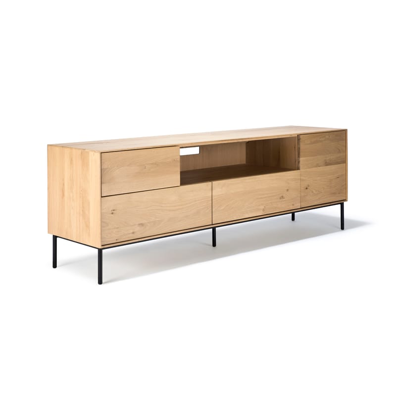 Furniture - Dressers & Storage Units - Whitebird Television table black natural wood / Solid oak - L 180 cm - Ethnicraft - Oak & black - Solid oak, Varnished metal