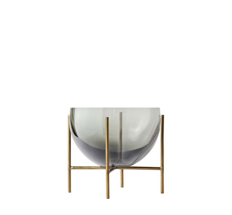 Tableware - Bowls - Echasse Small Bowl metal glass grey gold / Ø 29 x H 14 cm - Audo Copenhagen - Smoky and brass - Glass, Solid brass