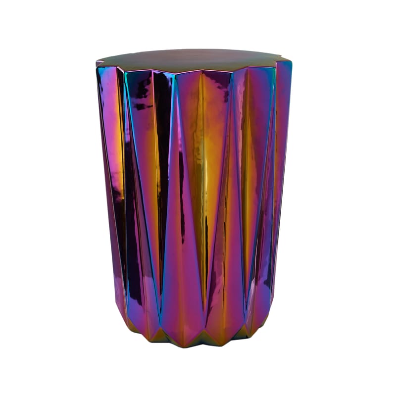 Furniture - Coffee Tables - Oily Folds Stool ceramic multicoloured / Iridescent ceramic - Ø 32 x H 45 cm - Pols Potten - Iridescent - Ceramic
