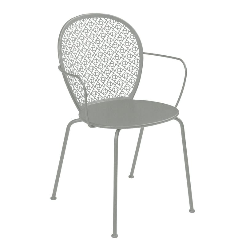 Mobilier - Chaises, fauteuils de salle à manger - Fauteuil empilable Lorette métal gris - Fermob - Gris lapilli - Acier laqué