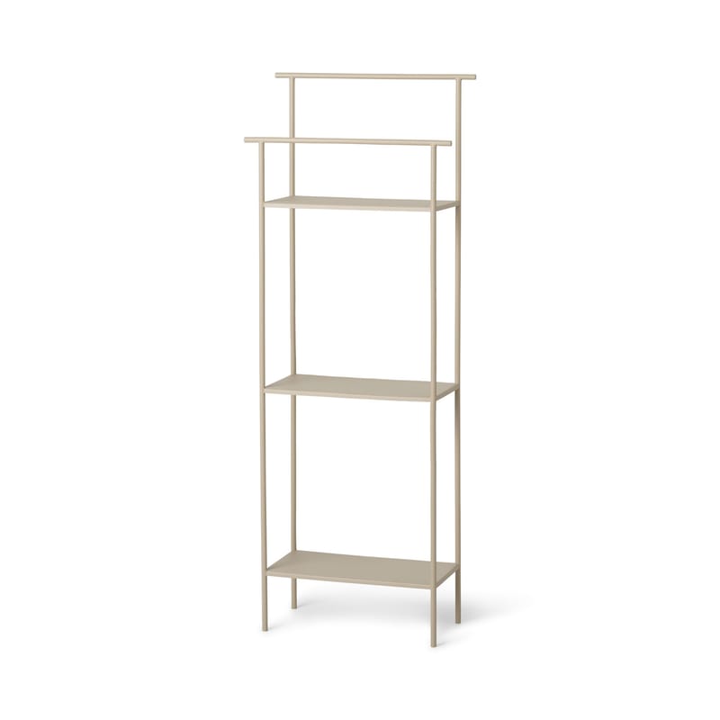 Furniture - Bookcases & Bookshelves - Dora Shelf metal beige / L 30 x Depth. 13 x H 79 cm - Built-in towel rail - Ferm Living - Cashmere beige - Metal