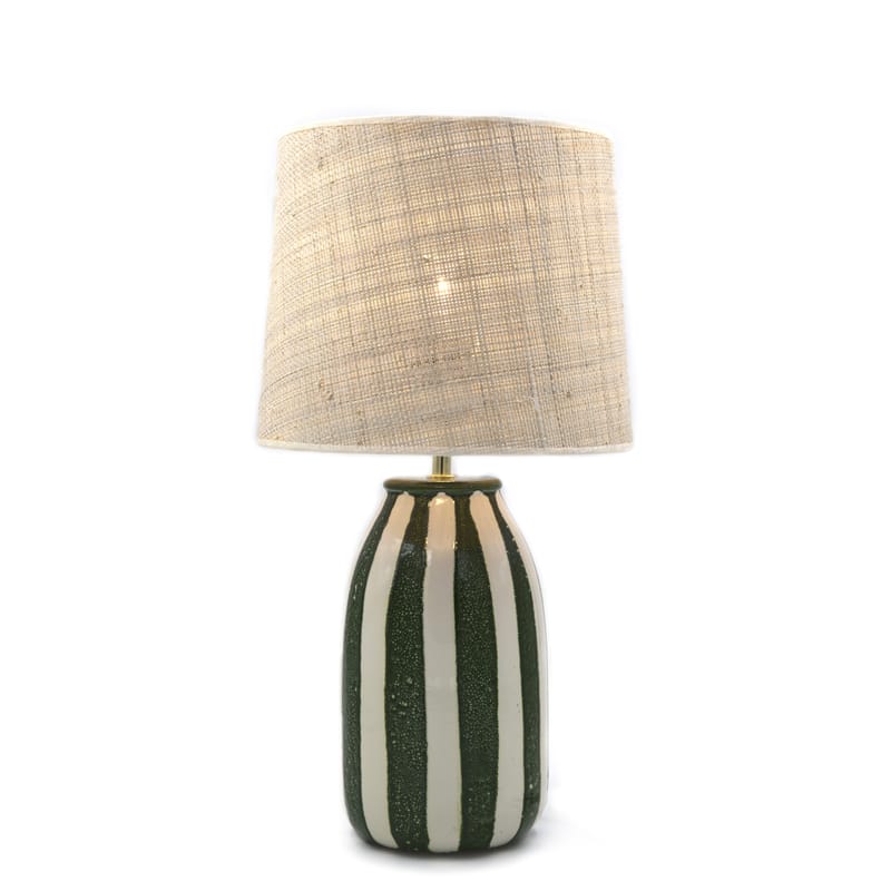 Lighting - Table Lamps - Palmaria Small Table lamp ceramic cane & fibres green beige / H 48 cm - Ceramic & raffia - Maison Sarah Lavoine - Green / Natural - Ceramic, Natural rabana