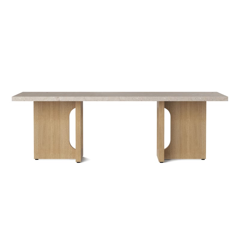Furniture - Coffee Tables - Androgyne Lounge Wood Coffee table stone beige natural wood / Stone & oak - 120 x 45 cm - Audo Copenhagen - Sand-coloured stone / Oak - MDF veneer oak, Stone Kunis Breccia
