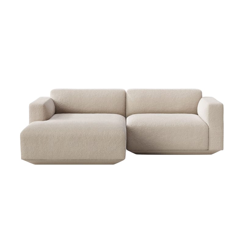 Furniture - Sofas - Develius C Corner sofa textile beige / 3 seats - L 220 cm / Left-hand chaise longue - &tradition - Beige (Karakorum 003 bouclé fabric) - Fabric, HR foam, Wood