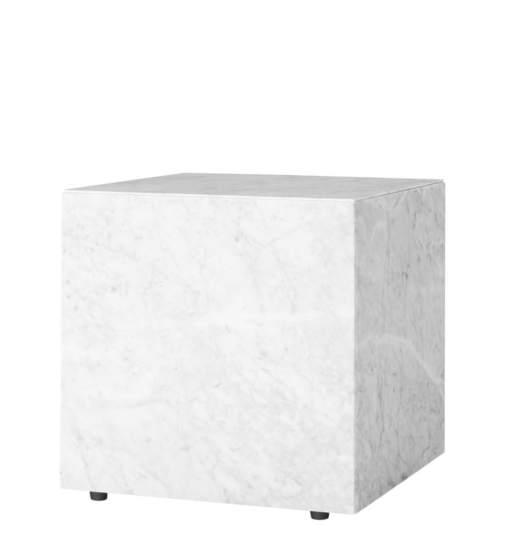 Furniture - Coffee Tables - Plinth Cubic End table stone white / Marble - 40 x 40 x H 40 cm - Audo Copenhagen - White - Acacia wood, Marble