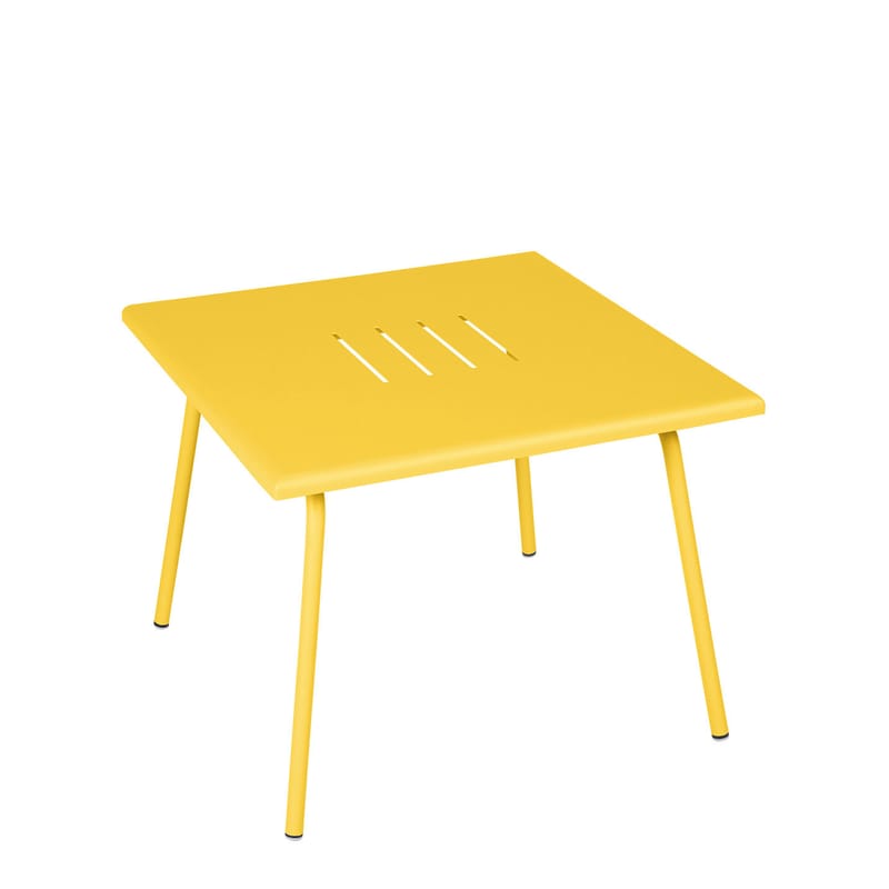 Furniture - Coffee Tables - Monceau Coffee table metal yellow / 57 x 57 cm - Steel - Fermob - Textured honey - Painted steel