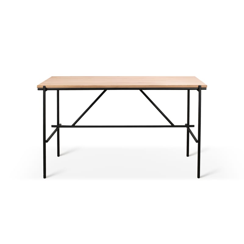 Furniture - Office Furniture - Oscar Desk black natural wood / Solid oak & metal - 140 x 70 cm - Ethnicraft - L 140 cm / Oak & black - Solid oak, Varnished metal