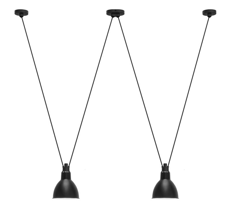 Lighting - Pendant Lighting - Acrobate N°324 Pendant metal black / Lampes Gras - 2 metal round shades - DCW éditions - Black / Round - Painted steel