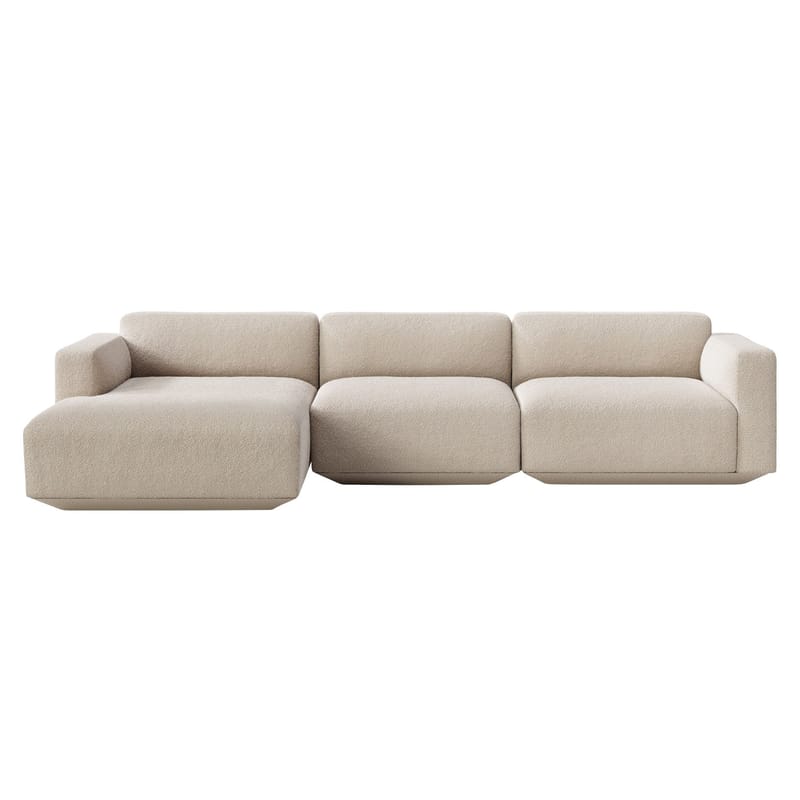 Furniture - Sofas - Develius E Corner sofa textile beige / 4 seats - L 309 cm / Left-hand chaise longue - &tradition - Beige (Karakorum 003 bouclé fabric) - Fabric, HR foam, Wood