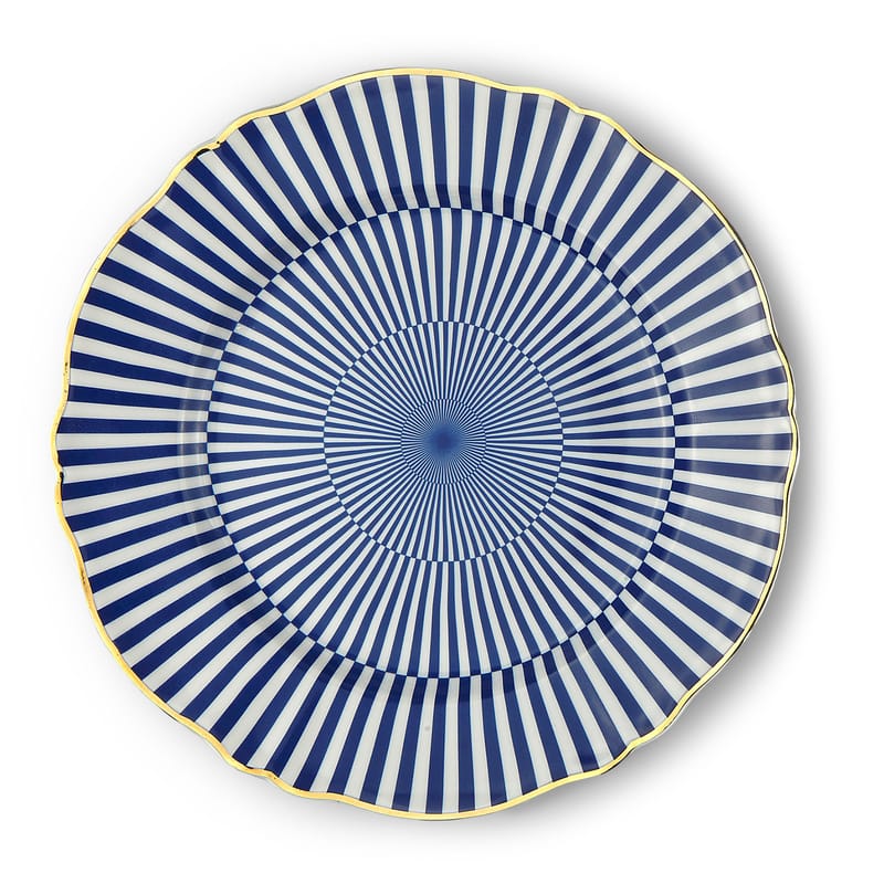 Tisch und Küche - Teller - Teller Arcano keramik blau weiß / Ø 26,5 cm - Bitossi Home - Geometrie - Porzellan