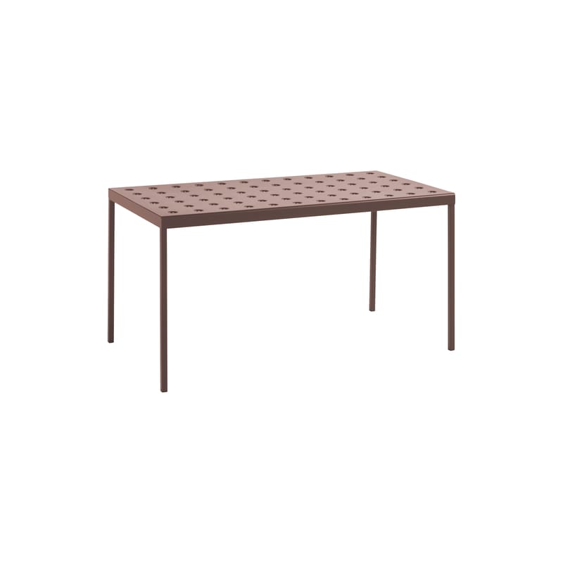 Jardin - Tables de jardin - Table rectangulaire Balcony métal rouge / 144 x 76 cm - Bouroullec, 2022 - Hay - Rouge oxyde - Acier peinture poudre