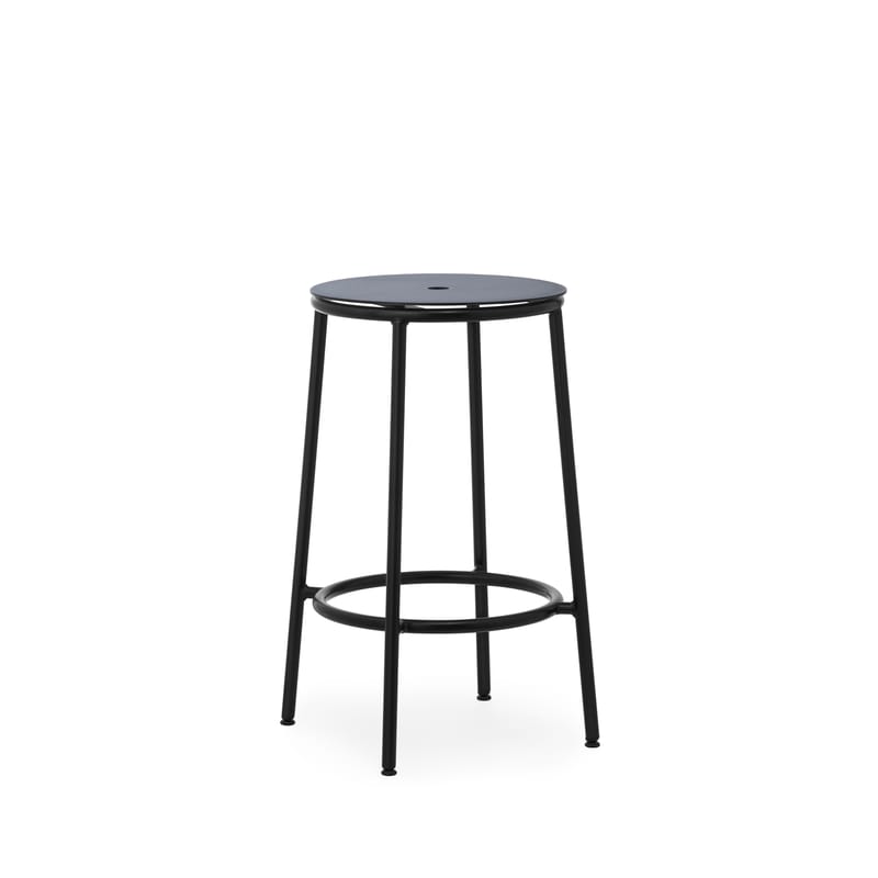 Furniture - Bar Stools - Circa Bar stool metal black / H 65 cm - Aluminium - Normann Copenhagen - Black aluminium / Black leg - Aluminium, Steel