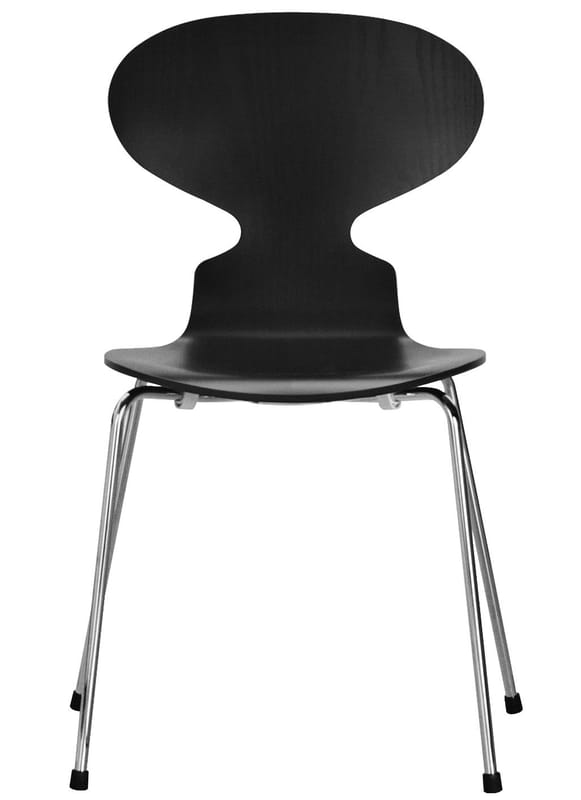 Furniture - Chairs - Fourmi Stacking chair wood black - Fritz Hansen - Black - Plywood: tinted ash, Steel