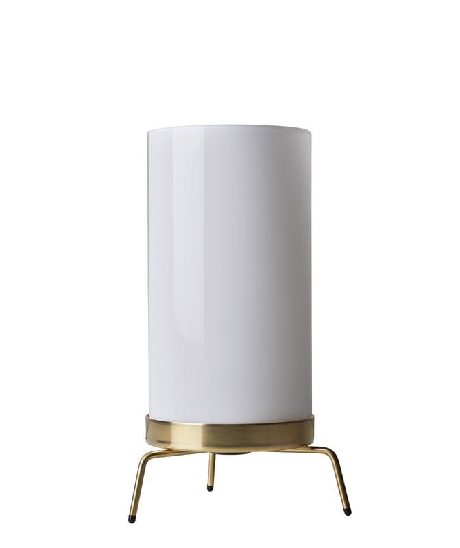 Lighting - Table Lamps - PM-02 Table lamp glass white gold metal / 50s reissue - Fritz Hansen - Polished brass / White - Hand-blown frosted glass, Polished brass