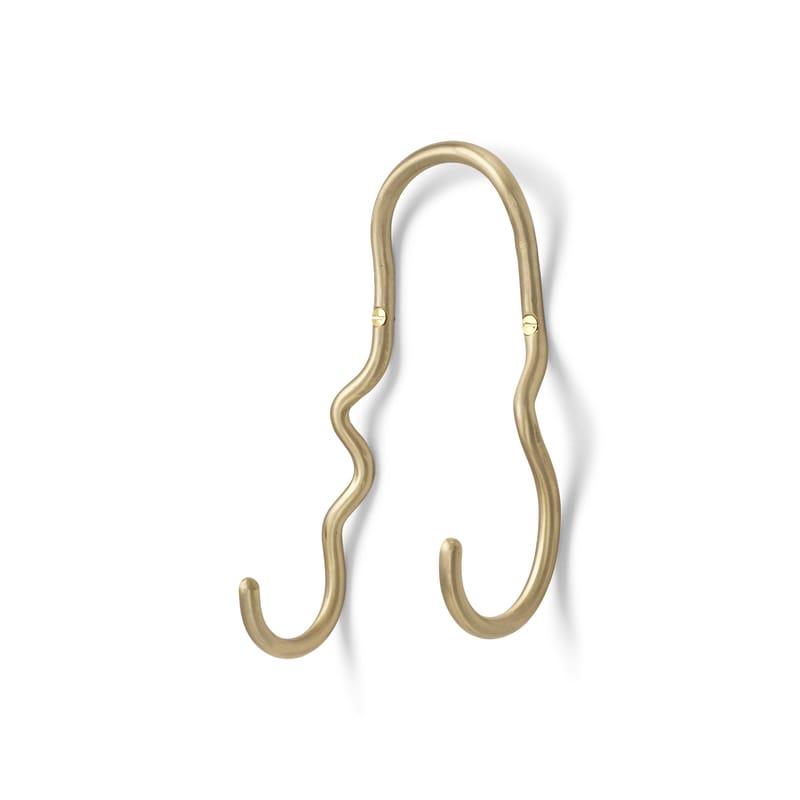 Furniture - Coat Racks & Pegs - Curvature Hook gold metal / 2 hooks - Brass - Ferm Living - Brass - Solid brass