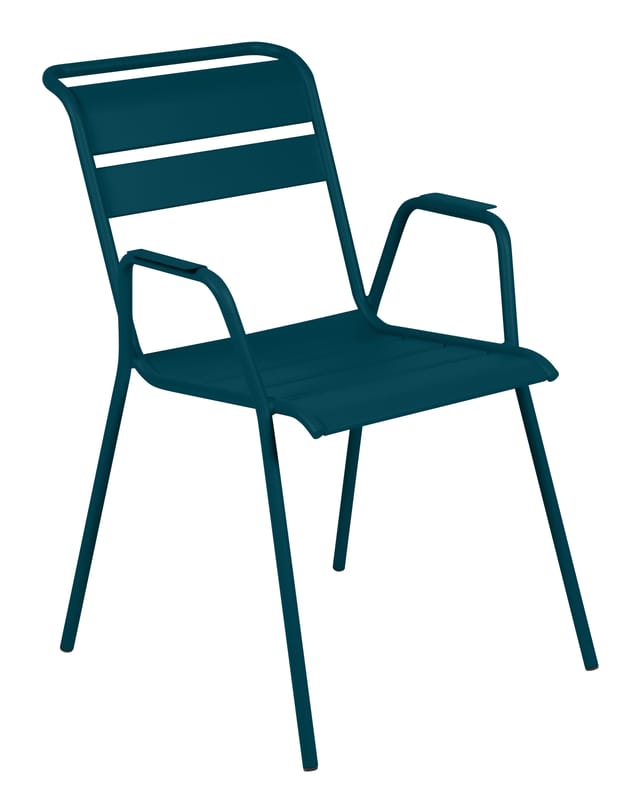 Mobilier - Chaises, fauteuils de salle à manger - Fauteuil empilable Monceau métal bleu - Fermob - Bleu Acapulco - Acier peint