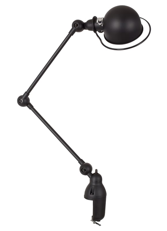 Scopri Lampada Loft -/ Lampada d'architetto base con morsetto - 2 bracci  articolati - H max 80 cm, Nero opaco di Jieldé, Made In Design Italia