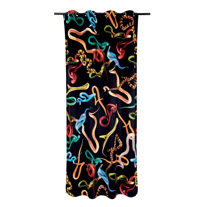 Tendances - Petits prix - Rideau Toiletpaper - Snakes Black tissu noir / 140 x 280 cm - Seletti - Snakes Black - Polyester