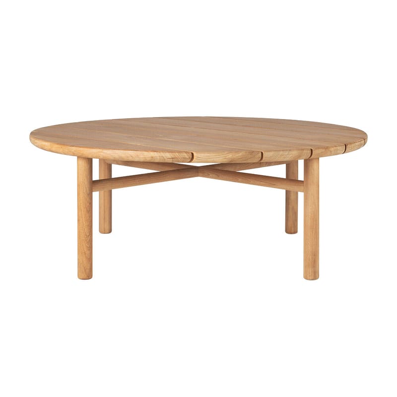 Furniture - Coffee Tables - Quatro Outdoor Coffee table natural wood / Ø 95 x H 35 cm - Teak - Ethnicraft - Teak - Solid teak