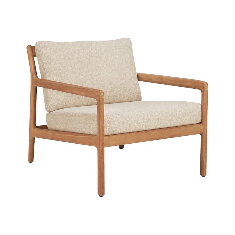 Furniture - Armchairs - Jack Outdoor Padded armchair textile wood beige / Teak & fabric - Ethnicraft - Natural - Foam, Polypropylene fabric, Solid teak