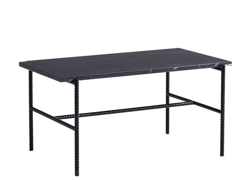 Furniture - Coffee Tables - Rebar Coffee table metal stone black / Marbre - L 80 x H 40,5 cm - Hay - Noir / Plateau marbré - Lacquered steel, Marble