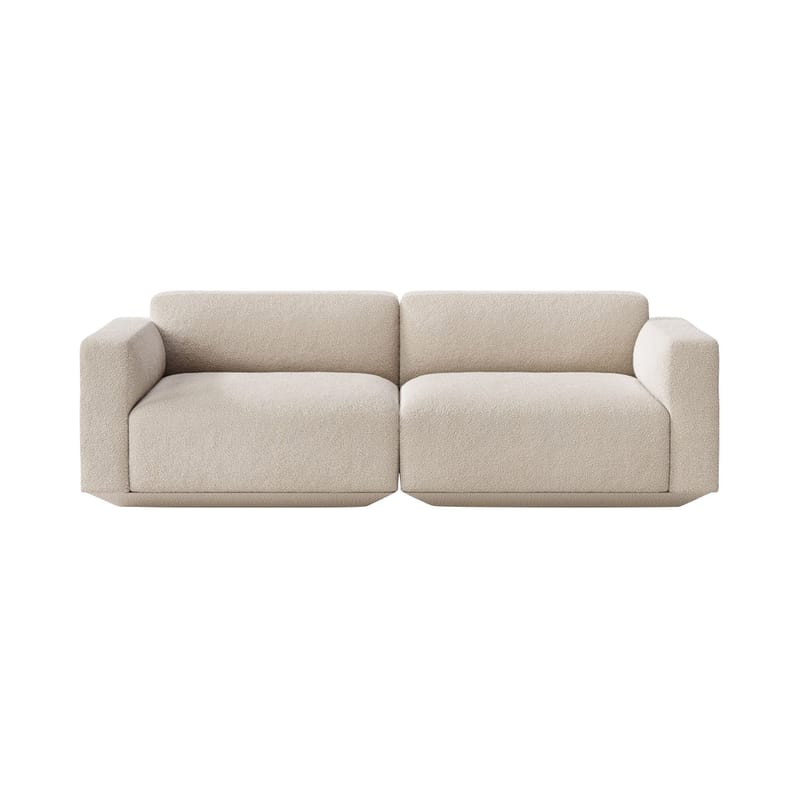 Furniture - Sofas - Develius A Straight sofa textile beige / 3 seats - L 220 cm - &tradition - Beige (Karakorum 003 bouclé fabric) - Fabric, HR foam, Wood