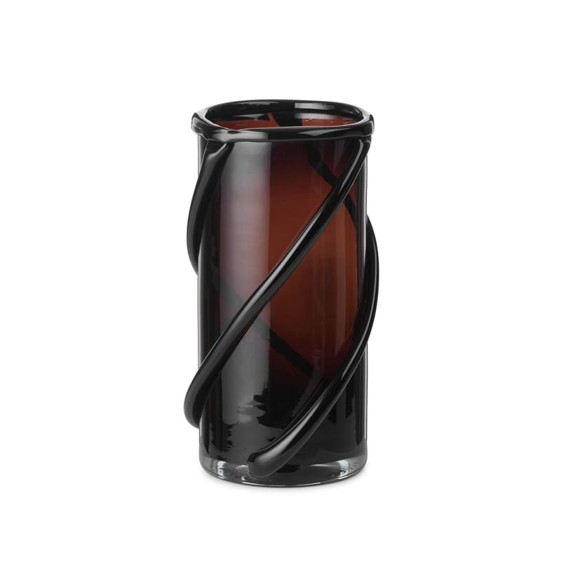 Decoration - Vases - Entwine Small Vase glass brown / Mouth-blown glass - H 21 cm - Ferm Living - H 21 cm / Dark amber - Mouth blown glass