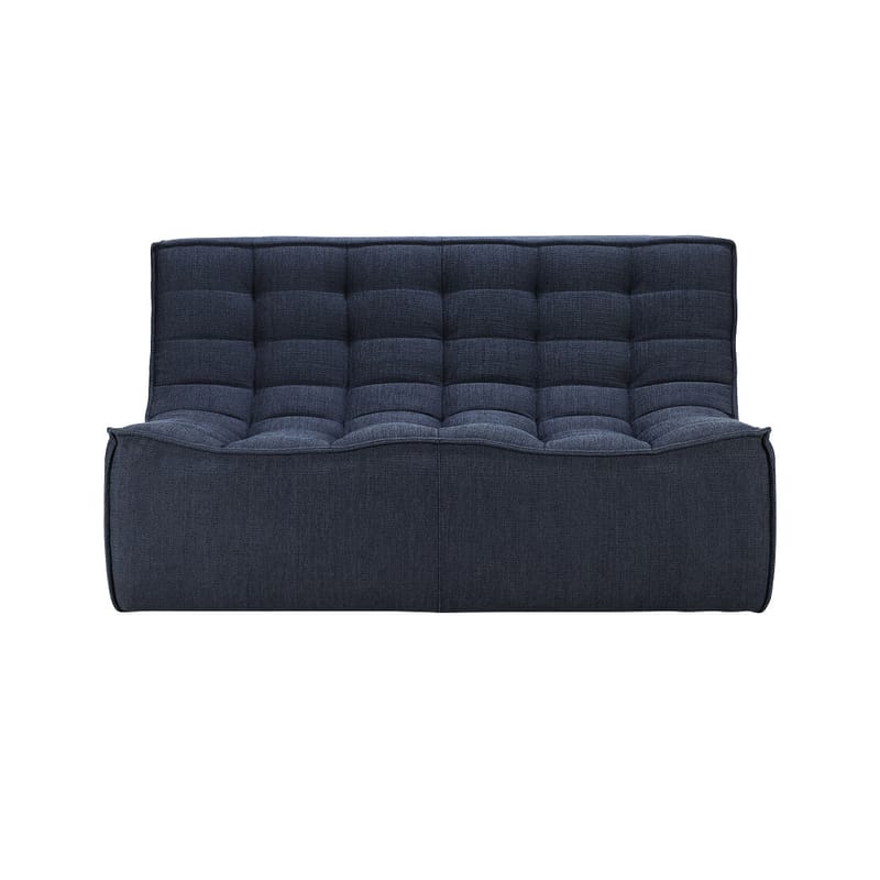 Furniture - Sofas - N701 Straight sofa textile grey / 2 seats - L 140 cm / Recycled cotton - Ethnicraft - Graphite - Foam, Recycled cotton, Wood