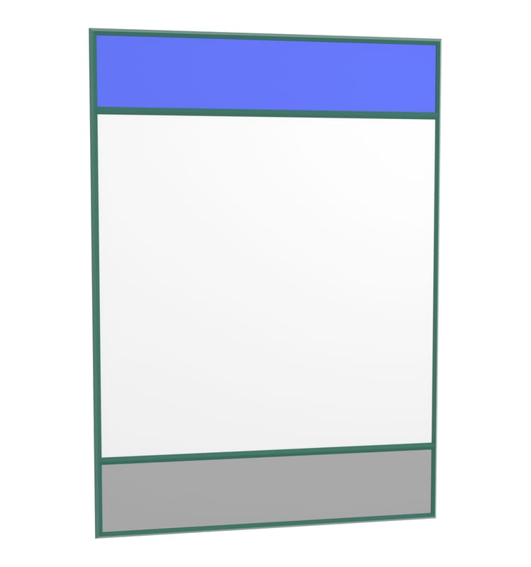 All designers - Vitrail Wall mirror glass plastic material blue green grey / 50 x 70 cm - Magis - Green frame / Grey & blue - Glass, Rubber