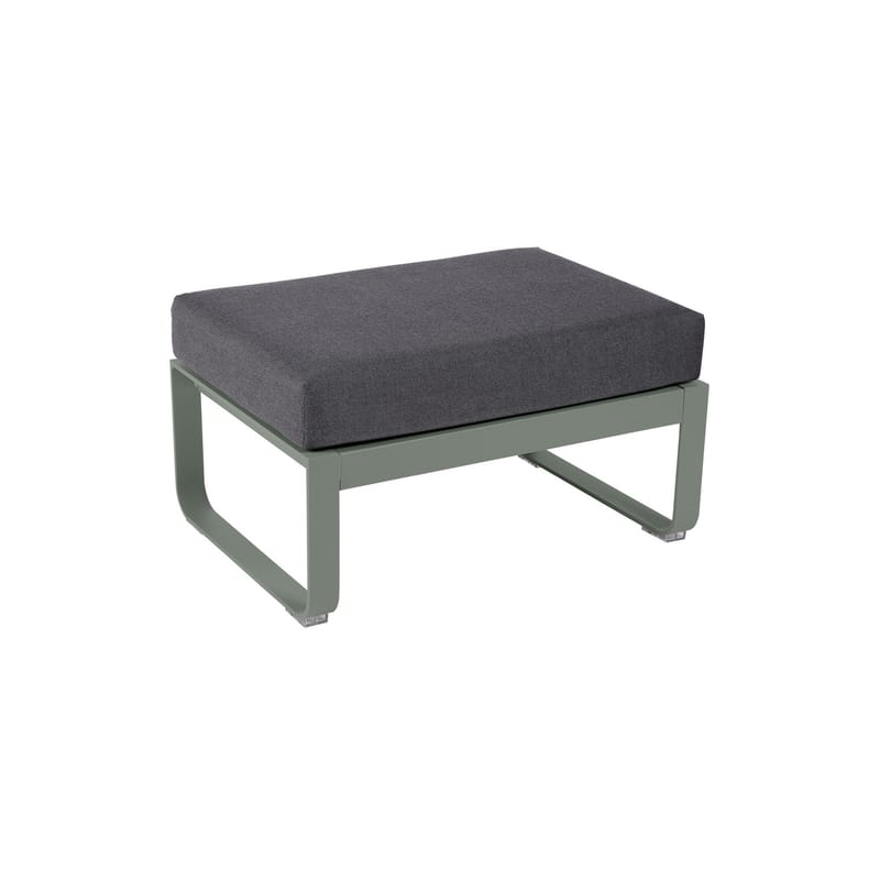Furniture - Poufs & Floor Cushions - Bellevie Pouf textile grey / Coffee table - Flannel grey fabric / 74 x 53 cm - Fermob - Rosemary/ Flannel grey fabric - Aluminium, Foam, Sunbrella Outdoor Fabric