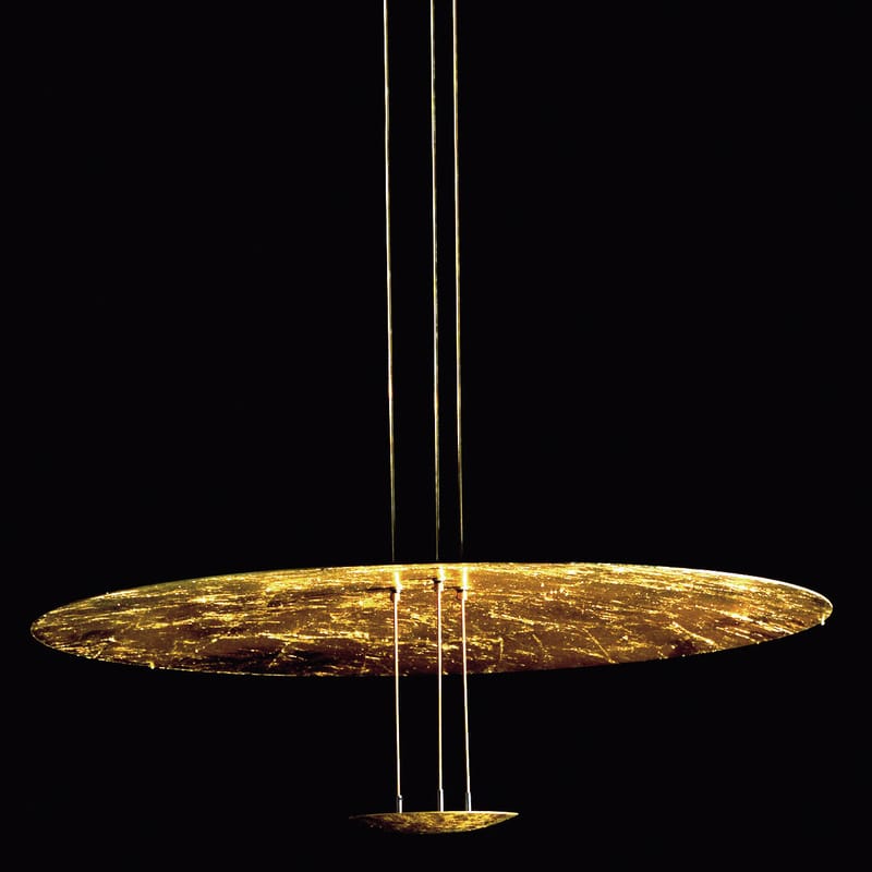Lighting - Pendant Lighting - Macchina della Luce B Pendant metal gold LED / Ø 80 x H 145 cm - Catellani & Smith - Gold - Aluminium, Brass, Gold leaf
