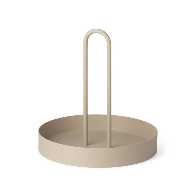 Tableware - Trays and serving dishes - Grib Tray metal beige / Ø 28 cm - Metal - Ferm Living - Cashmere beige - Powder coated metal