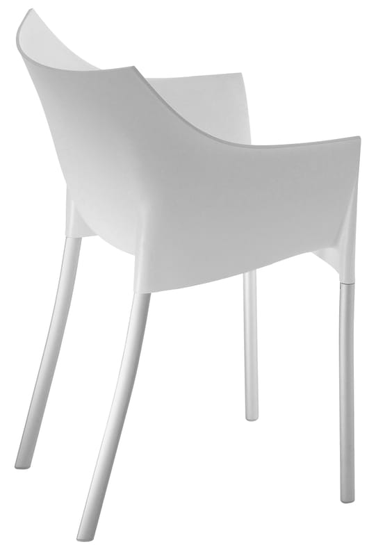 Furniture - Chairs - Dr. No Stackable armchair plastic material white Plastic & metal legs - Kartell - Wax white - Aluminium, Polypropylene