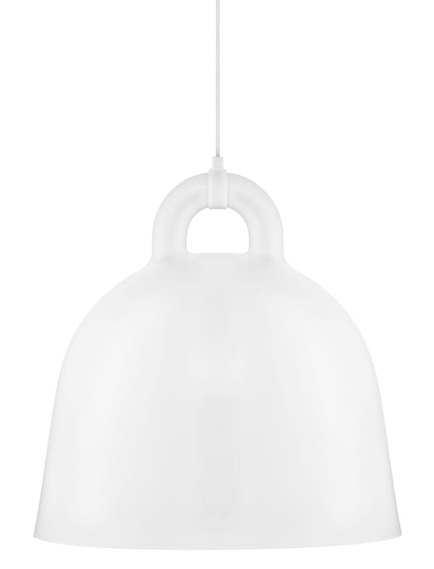 Leuchten - Pendelleuchten - Pendelleuchte Bell metall weiß / L - Ø 55 cm - Normann Copenhagen - Mattweiß & Innenseite weiß - Aluminium