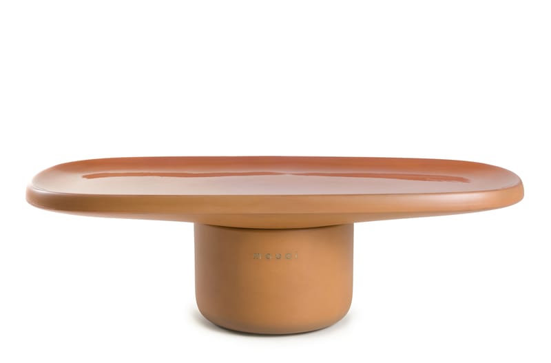 Möbel - Couchtische - Couchtisch Obon keramik braun / Terrakotta - 92 x 44 x H 28 cm - Moooi - Terrakotta - Geformte Terrakotta