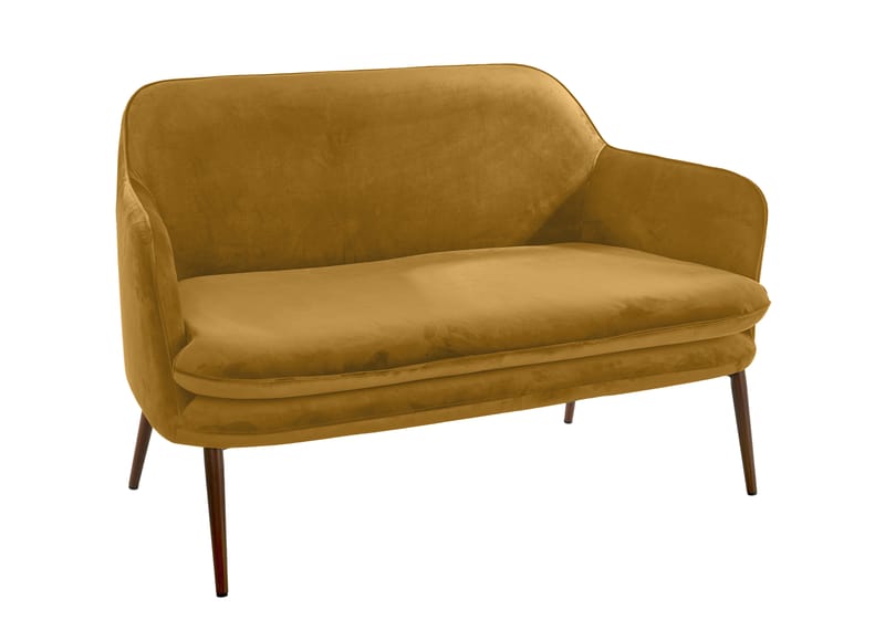 Furniture - Sofas - Charmy Straight sofa textile yellow gold Velvet - 128 cm - Pols Potten - Gold yellow - Foam, Lacquered steel, Velvet