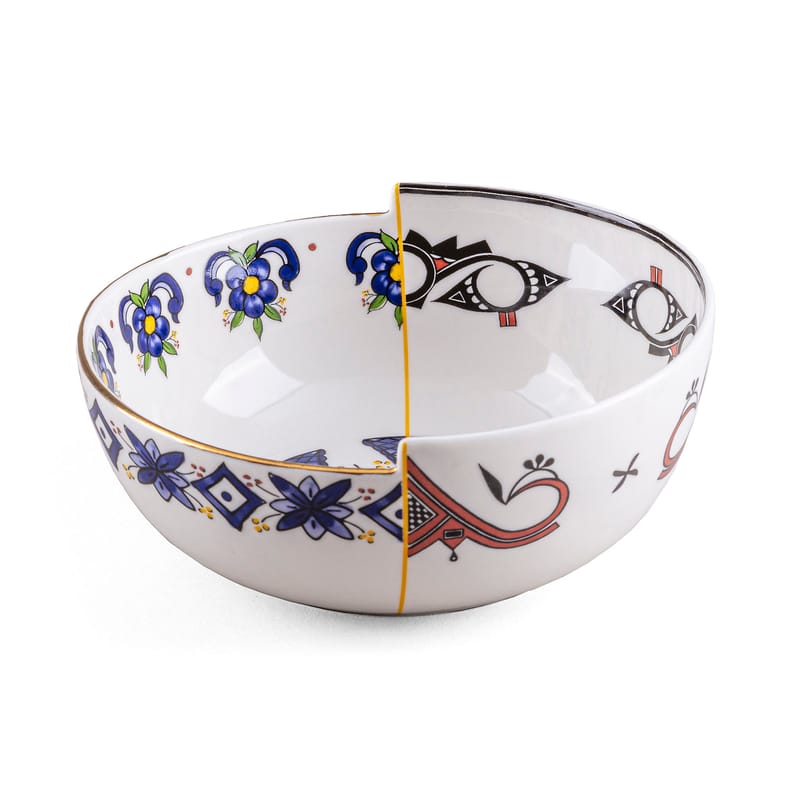 Tableware - Bowls - Hybrid Tiwanaku Bowl ceramic multicoloured / Ø 16 cm - Seletti - Tiwanaku - China