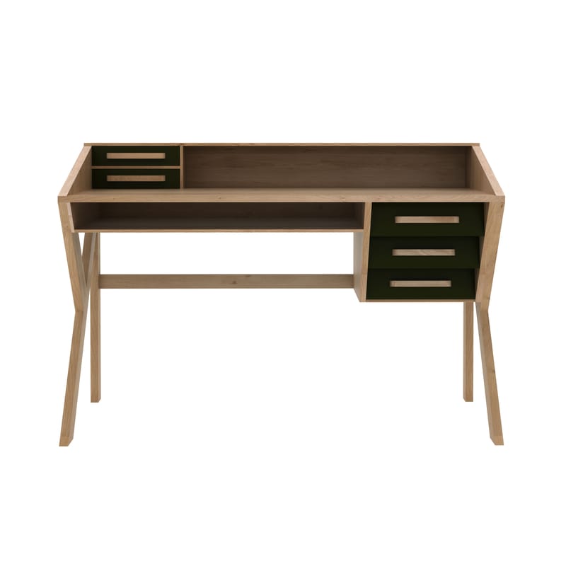Furniture - Office Furniture - Origami Desk black natural wood / Solid oak 135 cm / 5 drawers - Ethnicraft - Oak / Black - Solid oak