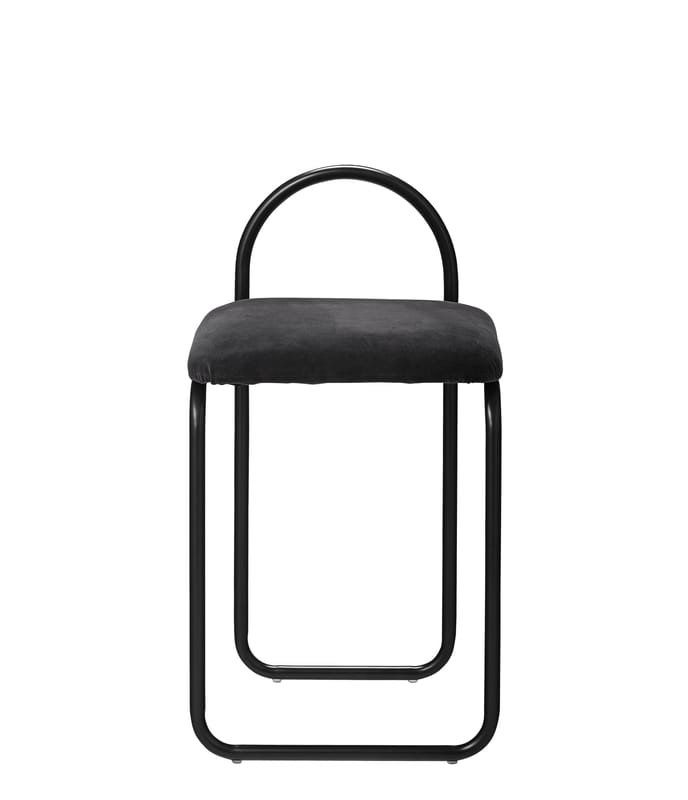 Möbel - Stühle  - Gepolsterter Stuhl Angui metall textil schwarz / Velours - AYTM - Schwarz / Gestell schwarz - Baumwollsamt, lackiertes Eisen, Schaumstoff