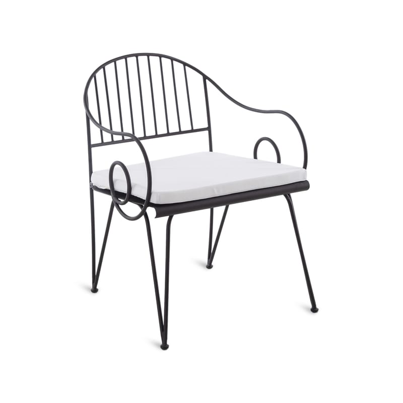 Furniture - Chairs - Ariete Armchair metal textile white / Iron - Seat cushion - Unopiu - Bronze / White cushion - Acrylic fabric, Foam, Iron