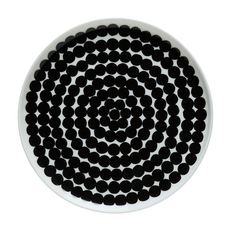 Table et cuisine - Assiettes - Assiette à dessert Räsymatto céramique blanc noir / Ø 20 cm - Marimekko - Räsymatto / Blanc & noir - Porcelaine
