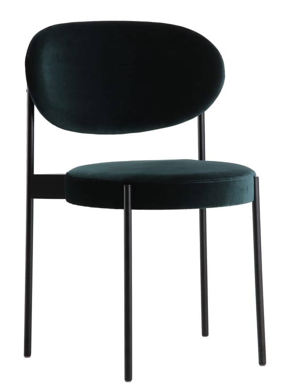 Möbel - Stühle  - Gepolsterter Stuhl Series 430 textil grün / stapelbar - Stoff & Metall - Verpan - Tannengrün - rostfreier Stahl, Schaumstoff, Velours