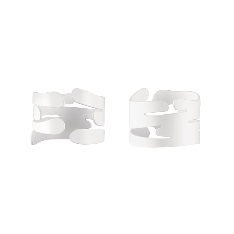 Tableware - Kitchen accessories - Barkring Napkin ring metal white / Set of 2 - Steel - Alessi - White - Steel
