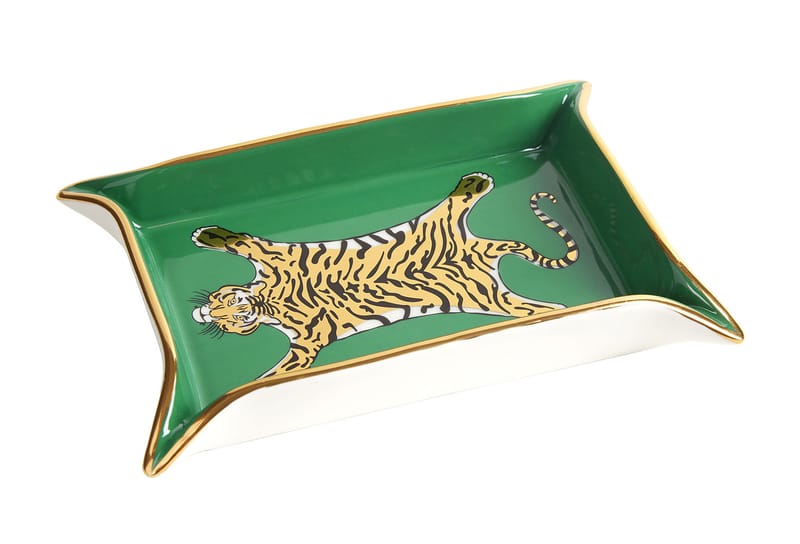 Decoration - Centrepieces & Centrepiece Bowls - Tigre Small dish ceramic green / Trinket bowl - 16-carat gold - Jonathan Adler - Tiger / Green - China